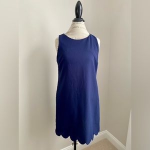 Navy Scalloped Shift Dress